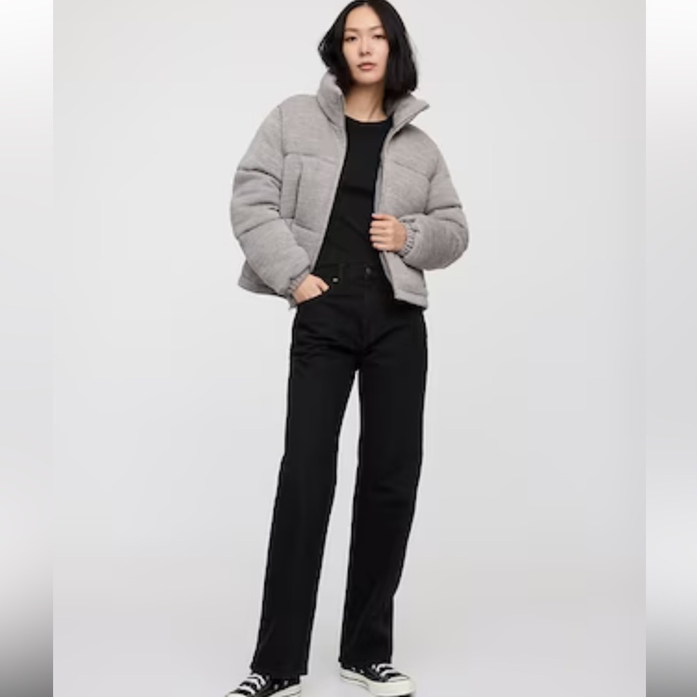 GAP Women's Light Gray Puffer Coat - Picture 2 of 10